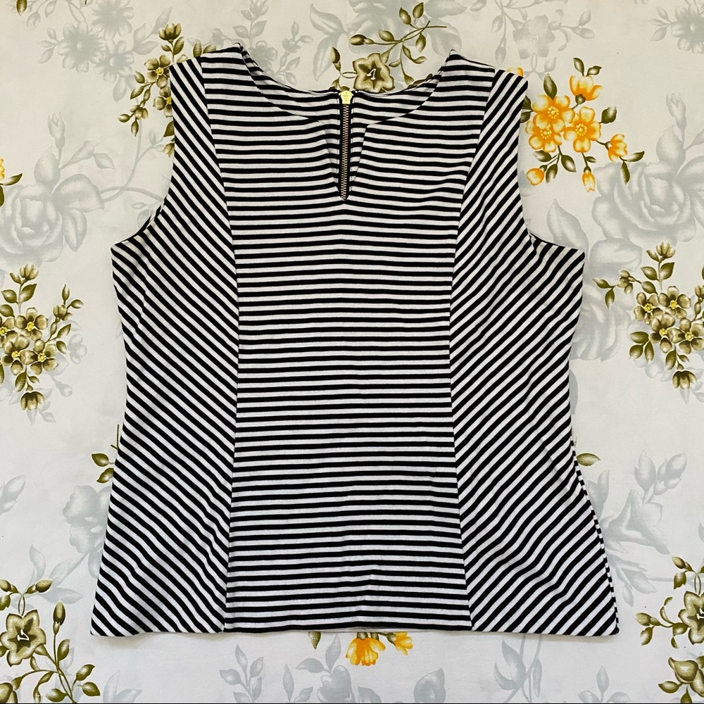 Talbots Size MP Black & White Striped Tank